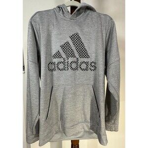 Adidas Sweatshirt Mens Large Gray ClimaWarm Pullover Fleece Logo Athletic Gym